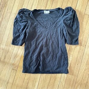 Nation puff sleeve V-Neck Women's Top